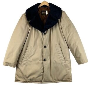 VTG Shipton Sportswear Barn Coat Faux Fur Collar Bore Jacket Tan Mens Size 46‎